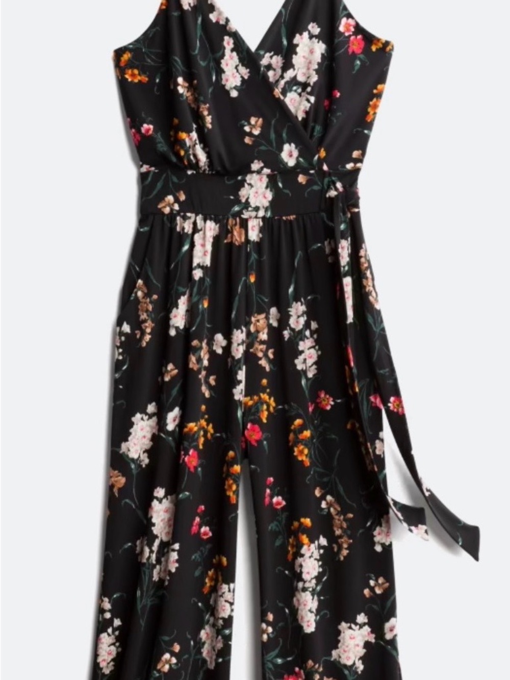Kaileigh Black Floral Wrap Jumpsuit